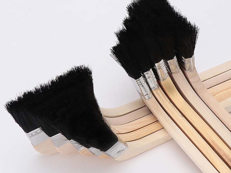Long Curved Handle Black Bristle Hair Paint Brush