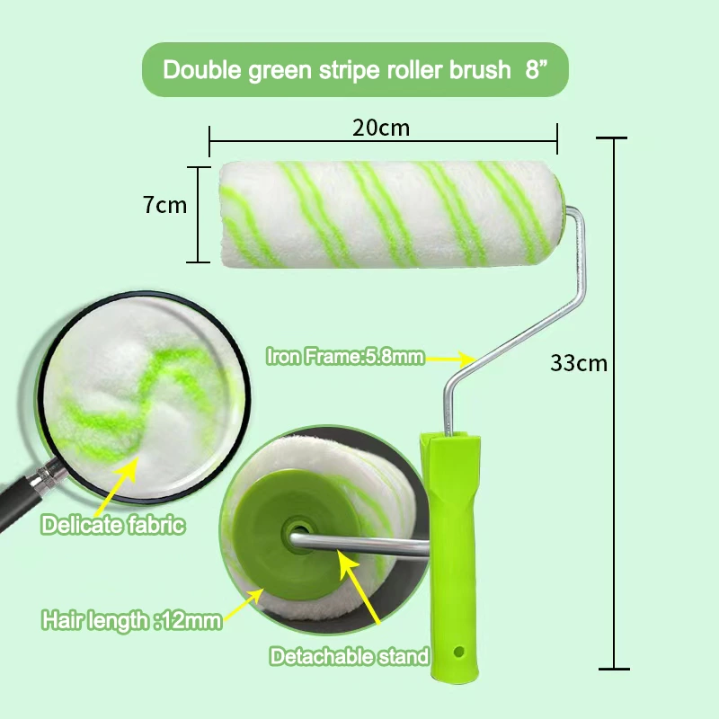 Double green stripe no dead angle roller brush