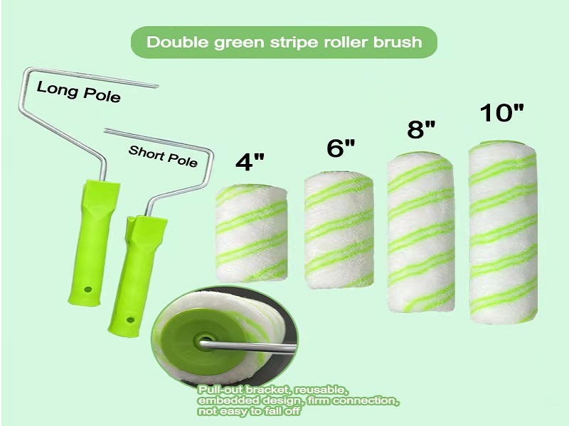 Double green stripe no dead angle roller brush
